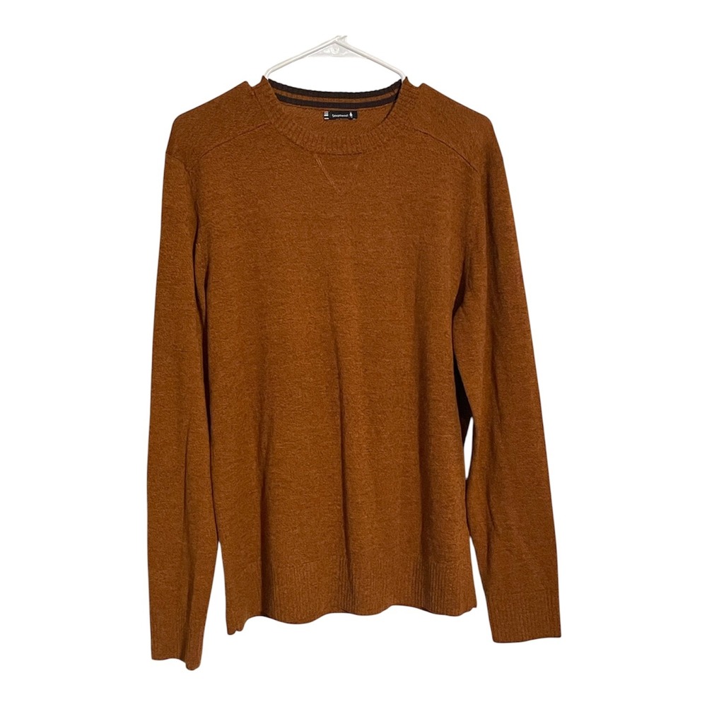 Smartwool Mens Merino Wool Blend Crewneck Sweater Rust Orange Heather Medium???